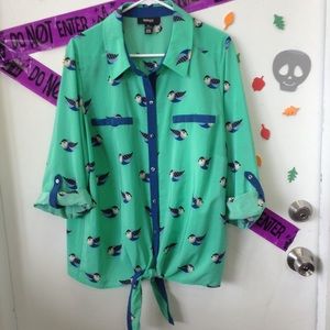 Style & Co | Sparrow print button-down | Plus Size